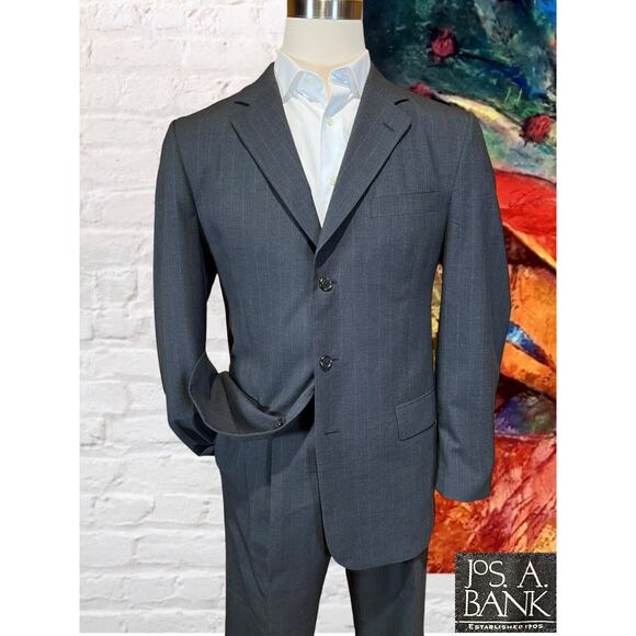 Jos. A. Bank Other - Jos A Bank 42L 34W Charcoal Gray Pinsripe 2 Piece Suit Jacket Pants Note